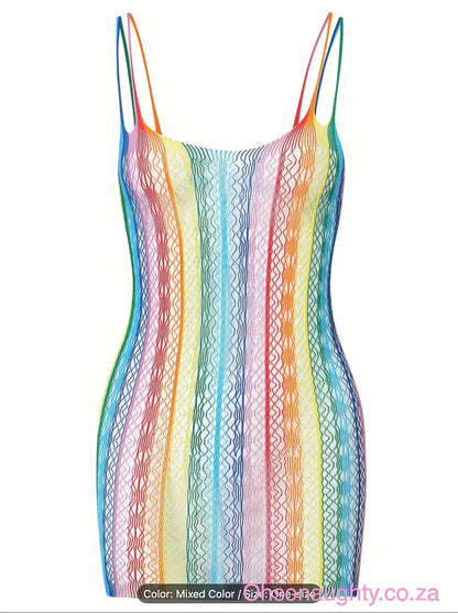 Rainbow Semi-sheer Dress Oh So Naughty