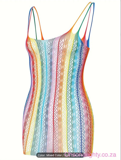 Rainbow Semi-sheer Dress Oh So Naughty