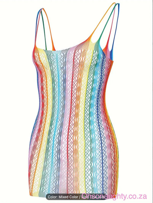 Rainbow Semi-sheer Dress Oh So Naughty