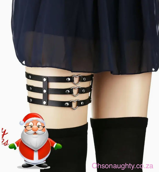 PU Leather Heart Shaped Garter Belt Oh So Naughty