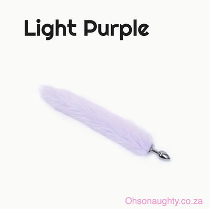 Fluffy Fox Tail - Metal Anal Plug Light Purple Oh So Naughty