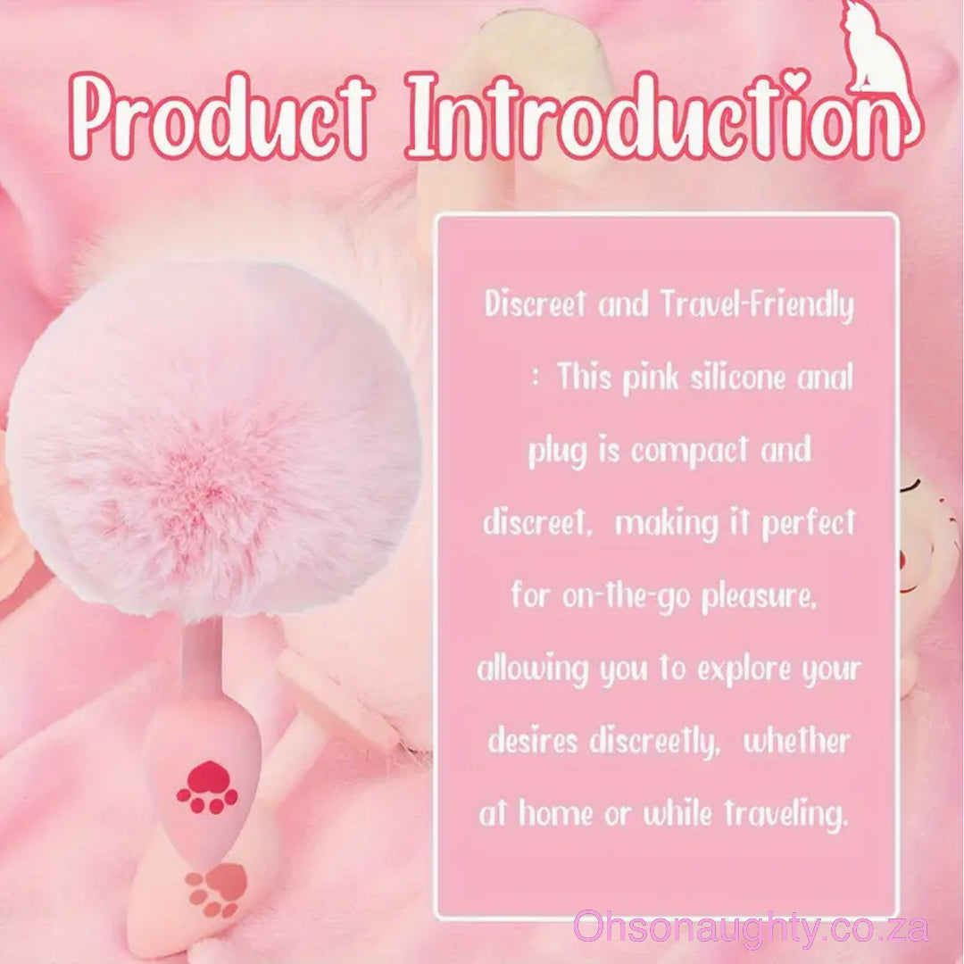 Pink Fluffy Tail Butt Plug Silicone Oh So Naughty