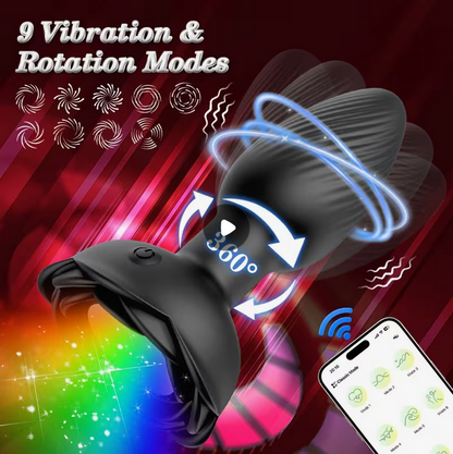 Rose Wireless 360° Rotating, Vibrating and light up Butt plug Black Oh So Naughty