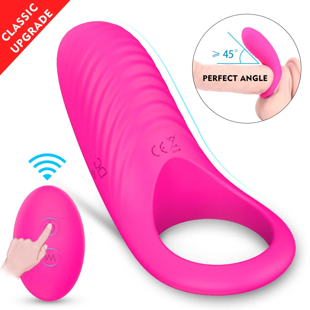 Waterproof Vibrating Ring for males – 9 Modes (Rose Red) made for couples S-HANDE